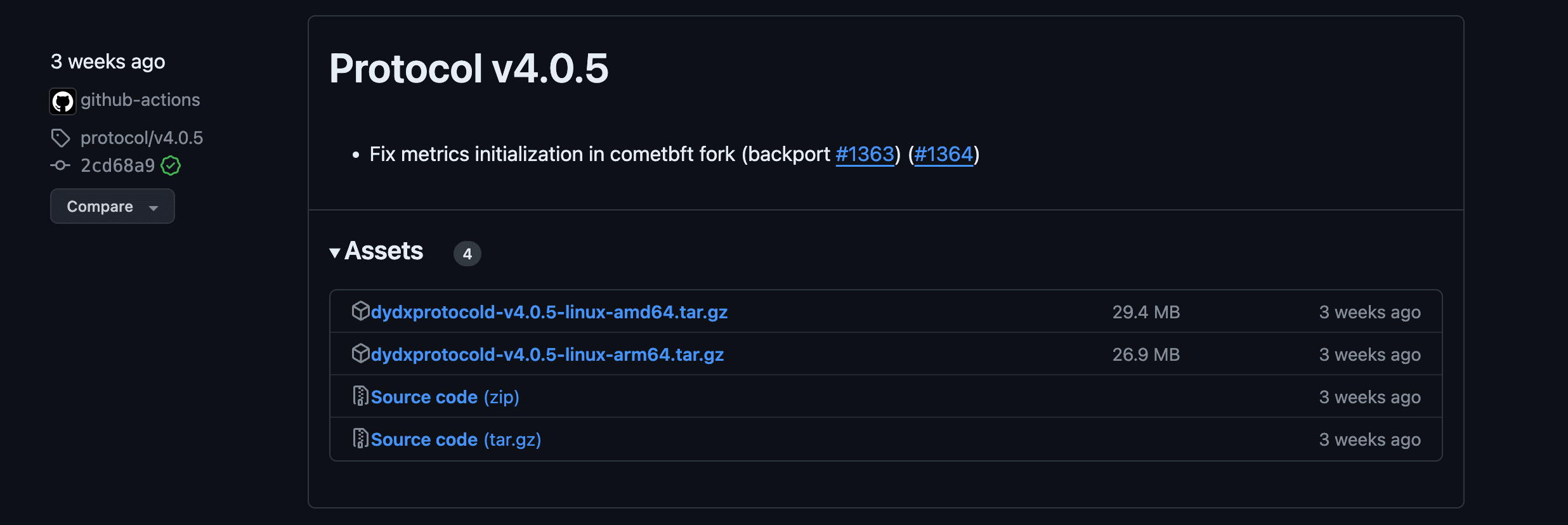 dYdX Protocol Binary